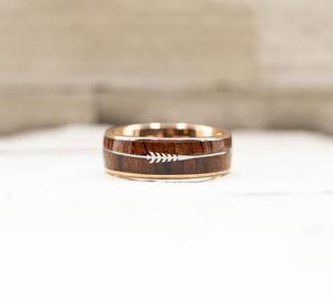 Arrow Koa Wood Inlay Ring