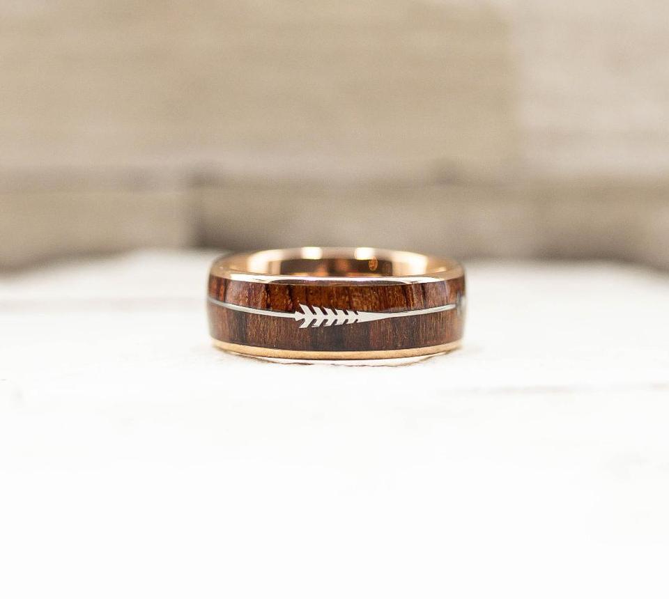 Koa Wood Ring Arrow Koa Wood Inlay Ilu Store