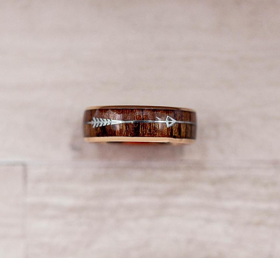 Arrow Koa Wood Inlay Ring