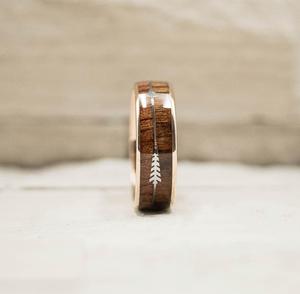 Arrow Koa Wood Inlay Ring