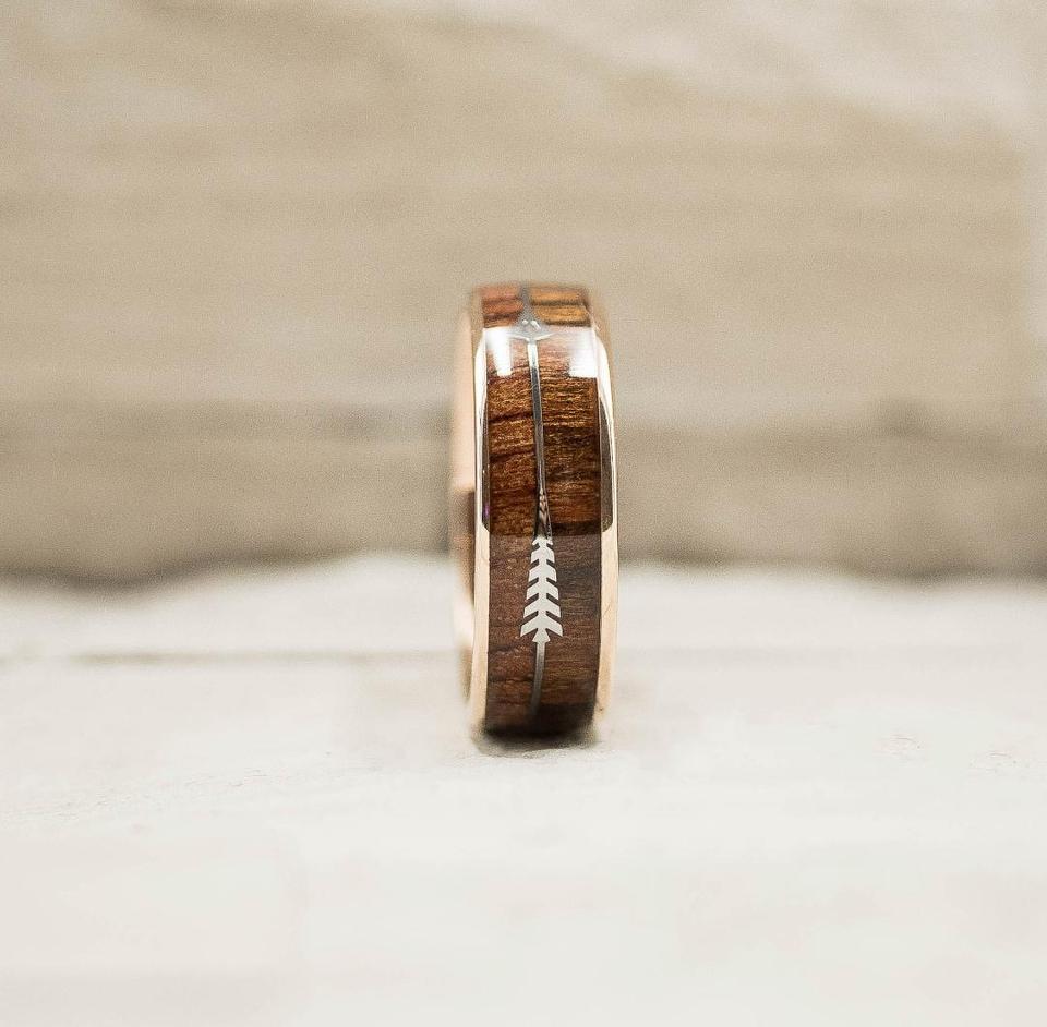 Arrow Koa Wood Inlay Ring