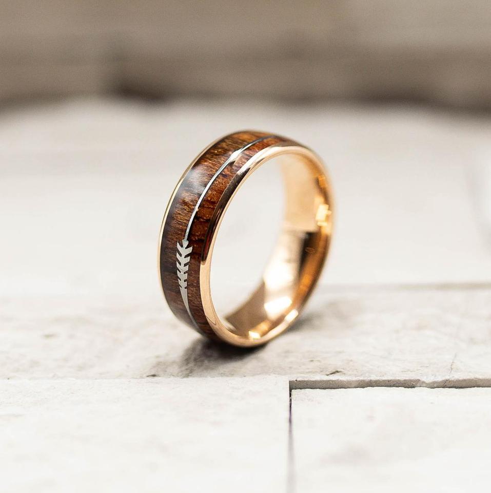 Arrow Koa Wood Inlay Ring