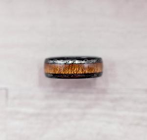 Black Tungsten Carbide Koa Wood Inlay Ring