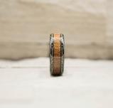 Black Tungsten Carbide Koa Wood Inlay Ring