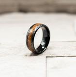 Black Tungsten Carbide Koa Wood Inlay Ring