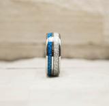 Blue Inlay Meteorite Ring