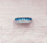 Blue Inlay Meteorite Ring