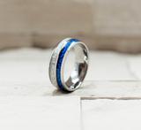 Blue Inlay Meteorite Ring
