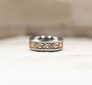Rose Gold Celtic Tungsten Ring