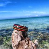 Unique Koa Wood and Opal Tungsten Ring