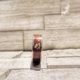 Titanium Dog Paw Print Opal and Koa Wood Ring