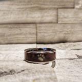 Titanium Dog Paw Print Opal and Koa Wood Ring