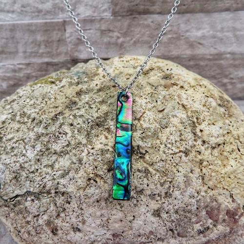 Silver Abalone Shell Vertical Necklace