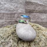 Silver Opal Abalone Slant Wrap Ring (One Size Fits All)