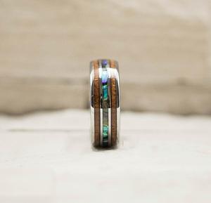 Hawaiian Koa Wood & Abalone Shell Ring