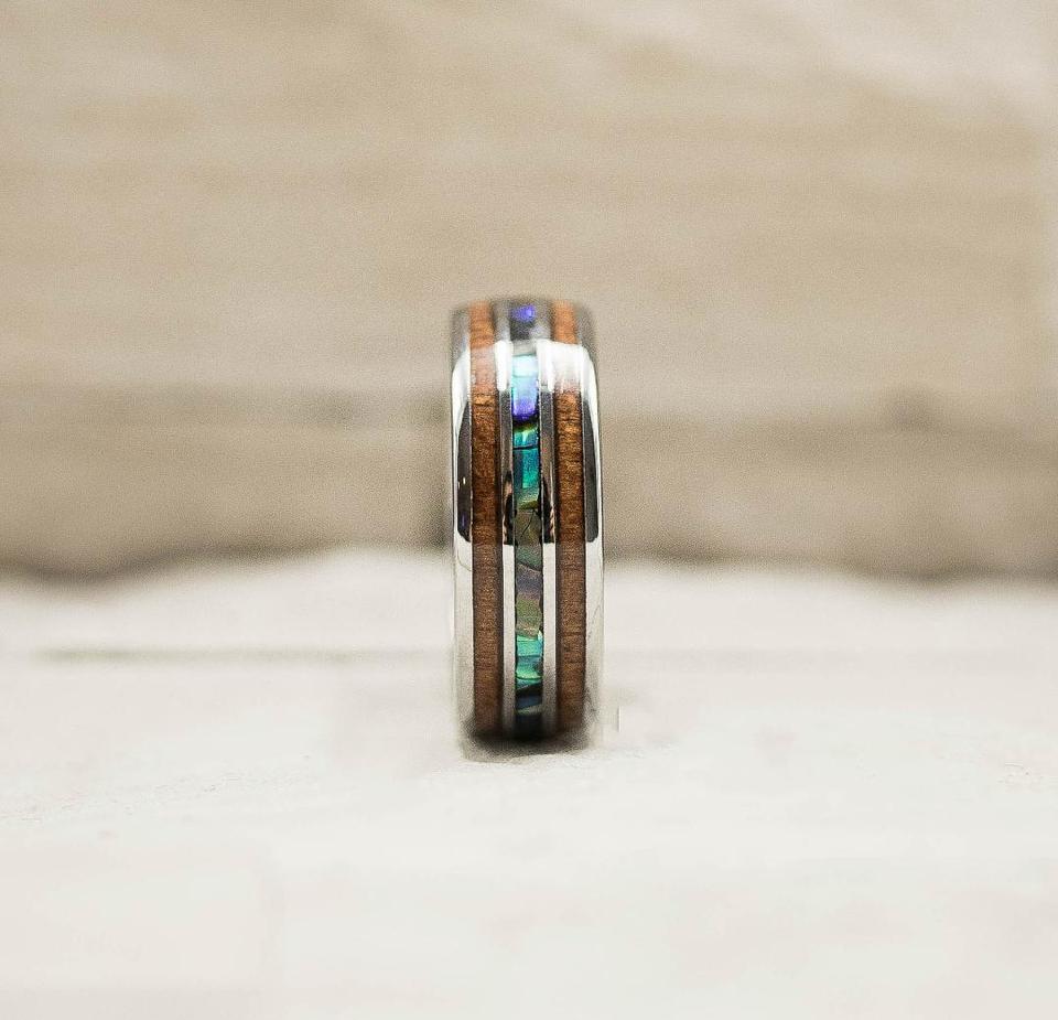 Hawaiian Koa Wood & Abalone Shell Ring