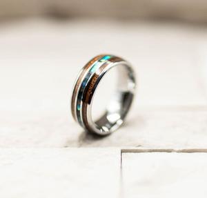 Hawaiian Koa Wood & Abalone Shell Ring