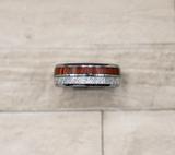 Meteorite  Tungsten Carbide Koa Wood Ring