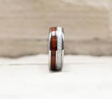 Meteorite  Tungsten Carbide Koa Wood Ring