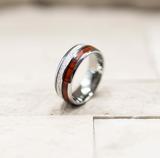 Meteorite  Tungsten Carbide Koa Wood Ring