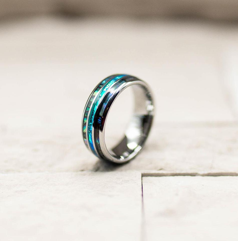 Opal and Abalone Ring