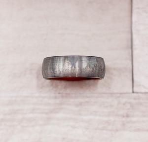 Pine Wood Polished Tungsten Ring