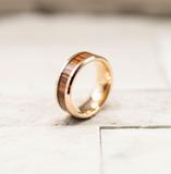 Rose Gold Koa Wood Inlay Tungsten Carbide Ring