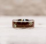 Titanium Dog Paw Print Opal and Koa Wood Ring