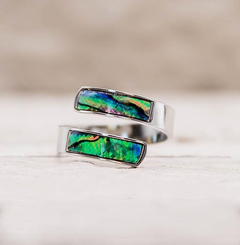 Silver Opal Abalone Wrap Ring (One Size Fits All)