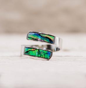 Silver Opal Abalone Wrap Ring (One Size Fits All)