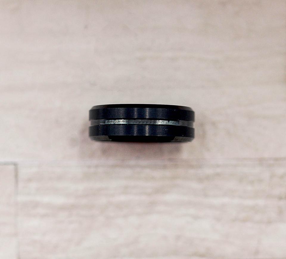 Brushed Black Stripe Tungsten Ring
