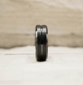 Brushed Black Stripe Tungsten Ring