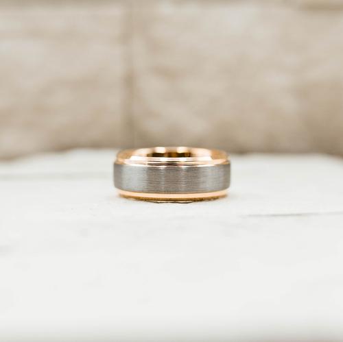 Fine Brushed Rose Gold Tungsten Ring