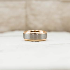 Fine Brushed Rose Gold Tungsten Ring
