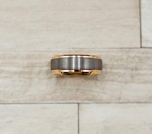 Fine Brushed Rose Gold Tungsten Ring