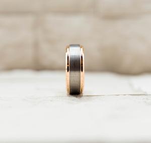 Fine Brushed Rose Gold Tungsten Ring