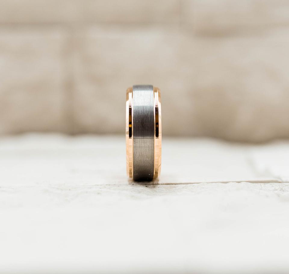 Fine Brushed Rose Gold Tungsten Ring