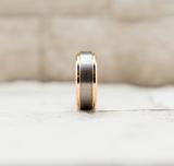 Fine Brushed Rose Gold Tungsten Ring