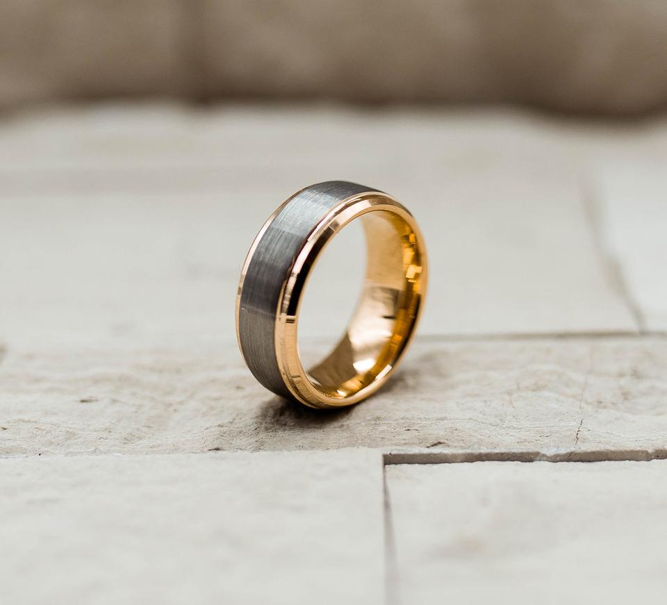 Fine Brushed Rose Gold Tungsten Ring