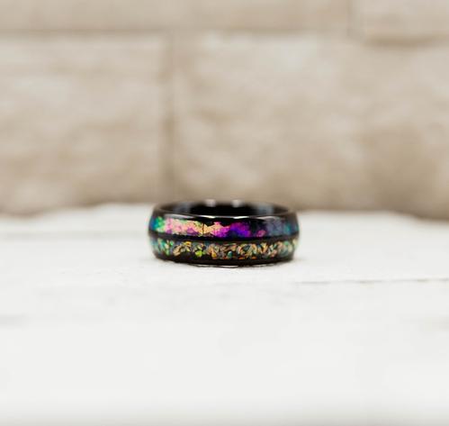 Electroplated Black Inlaid Shell Ring
