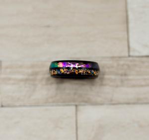 Electroplated Black Inlaid Shell Ring