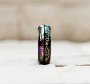 Electroplated Black Inlaid Shell Ring