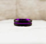 Thin Purple Groove Tungsten Carbide Ring