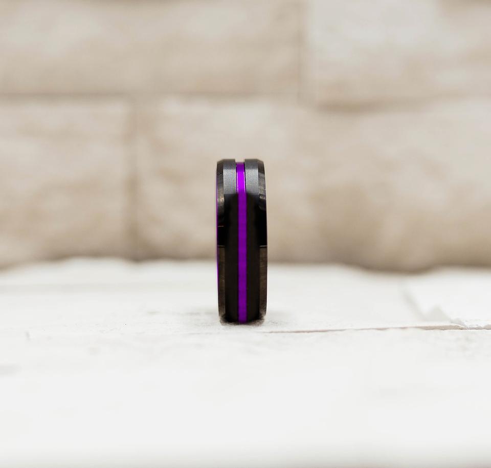 Thin Purple Groove Tungsten Carbide Ring