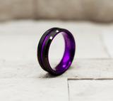 Thin Purple Groove Tungsten Carbide Ring