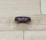 Hawaiian Koa Wood Blue Meteorite Inlay Ring