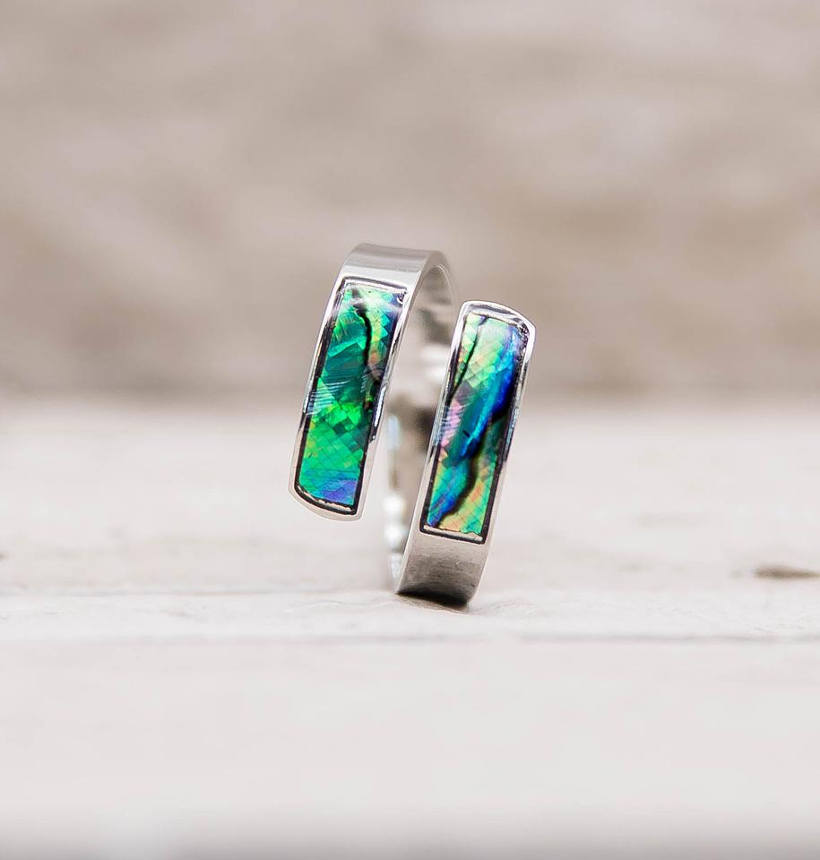 Silver Opal Abalone Wrap Ring (One Size Fits All)