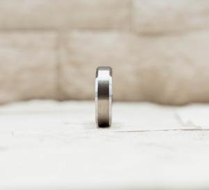 Round Brushed Silver Tungsten Ring