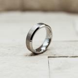 Round Brushed Silver Tungsten Ring