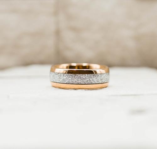 Rose Gold Meteorite Inlay Ring